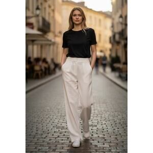 RAMY BROOK Pants NEW Size 00 Ava Pant White Slack Pockets Straight Leg Relaxed